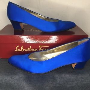 Salvatore Ferragamo Vintage Blue Silk Heels